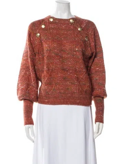 Pre-owned Veronica Beard Tweed Pattern Crew Neck Sweater In Orange