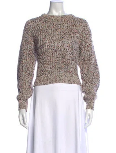 Pre-owned Veronica Beard Tweed Pattern Crew Neck Sweater In White