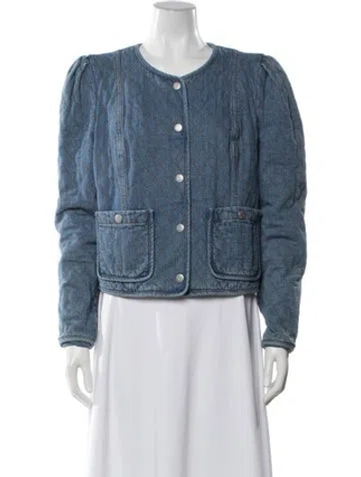 Pre-owned Veronica Beard Tweed Pattern Denim Jacket In Blue