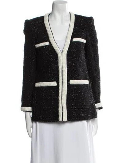 Pre-owned Veronica Beard Tweed Pattern Evening Jacket In Black