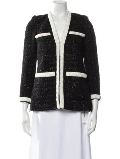 Pre-owned Veronica Beard Tweed Pattern Evening Jacket In Black
