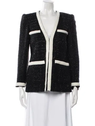 Pre-owned Veronica Beard Tweed Pattern Evening Jacket In Black