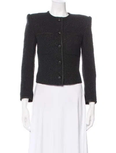 Pre-owned Veronica Beard Tweed Pattern Evening Jacket In Black