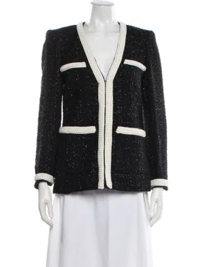Pre-owned Veronica Beard Tweed Pattern Evening Jacket In Black