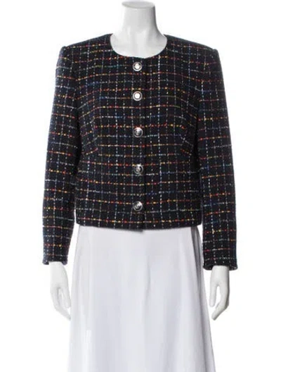 Pre-owned Veronica Beard Tweed Pattern Evening Jacket In Blue