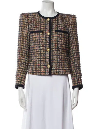 Pre-owned Veronica Beard Tweed Pattern Evening Jacket In Blue