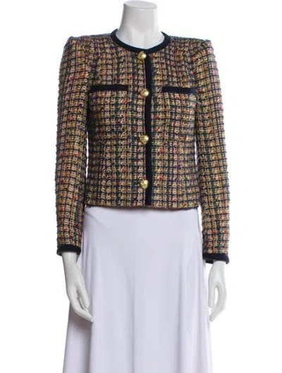 Pre-owned Veronica Beard Tweed Pattern Evening Jacket In Blue
