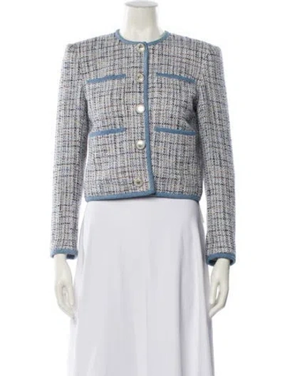 Pre-owned Veronica Beard Tweed Pattern Evening Jacket In Blue
