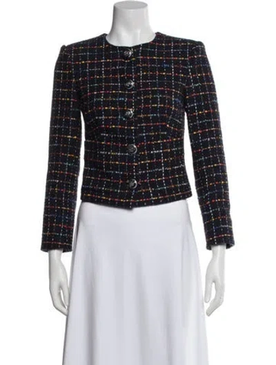 Pre-owned Veronica Beard Tweed Pattern Evening Jacket In Blue