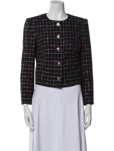 Pre-owned Veronica Beard Tweed Pattern Evening Jacket In Blue