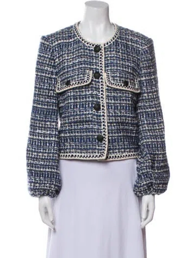 Pre-owned Veronica Beard Tweed Pattern Evening Jacket In Blue