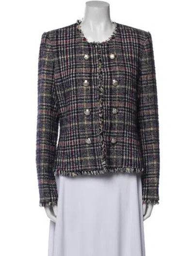 Pre-owned Veronica Beard Tweed Pattern Evening Jacket In Blue