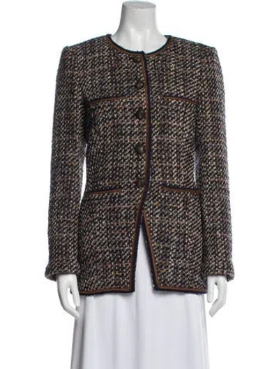 Pre-owned Veronica Beard Tweed Pattern Evening Jacket In Blue