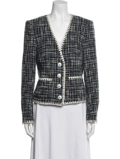 Pre-owned Veronica Beard Tweed Pattern Evening Jacket In Blue