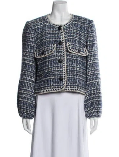 Pre-owned Veronica Beard Tweed Pattern Evening Jacket In Blue