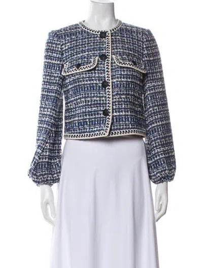 Pre-owned Veronica Beard Tweed Pattern Evening Jacket In Blue