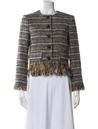 Pre-owned Veronica Beard Tweed Pattern Evening Jacket In Blue
