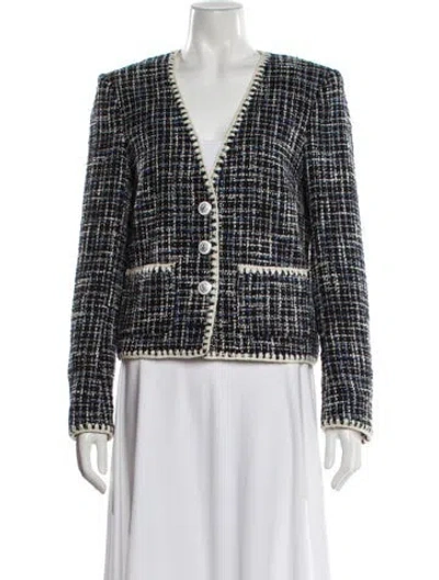 Pre-owned Veronica Beard Tweed Pattern Evening Jacket In Blue
