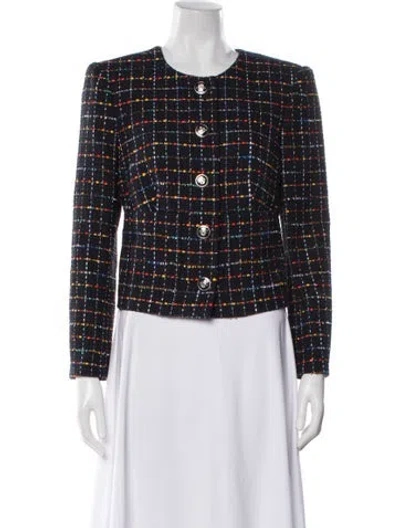 Pre-owned Veronica Beard Tweed Pattern Evening Jacket In Blue