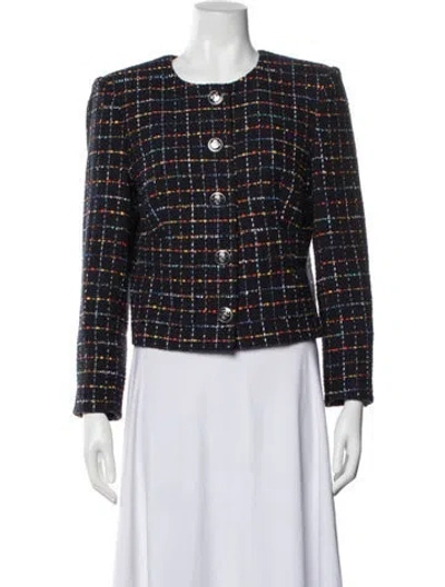 Pre-owned Veronica Beard Tweed Pattern Evening Jacket In Blue