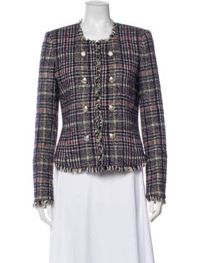 Pre-owned Veronica Beard Tweed Pattern Evening Jacket In Blue
