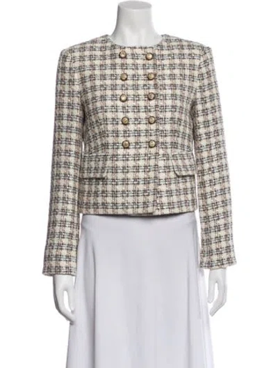 Pre-owned Veronica Beard Tweed Pattern Evening Jacket In Blue