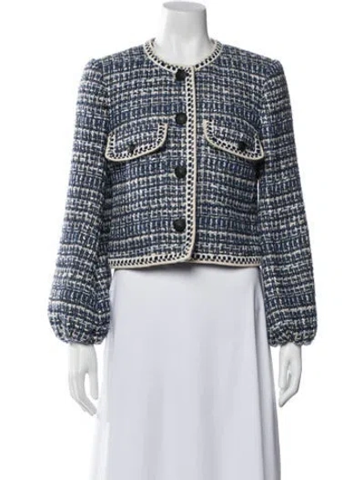 Pre-owned Veronica Beard Tweed Pattern Evening Jacket In Blue