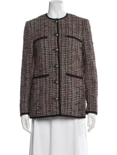 Pre-owned Veronica Beard Tweed Pattern Evening Jacket In Brown