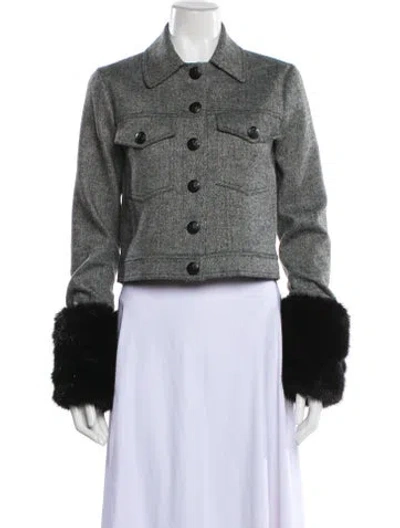 Pre-owned Veronica Beard Tweed Pattern Evening Jacket In Gray