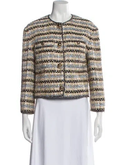 Pre-owned Veronica Beard Tweed Pattern Evening Jacket In Neutral