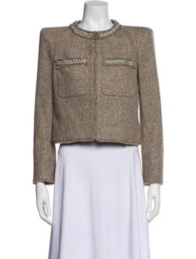 Pre-owned Veronica Beard Tweed Pattern Evening Jacket In Neutral