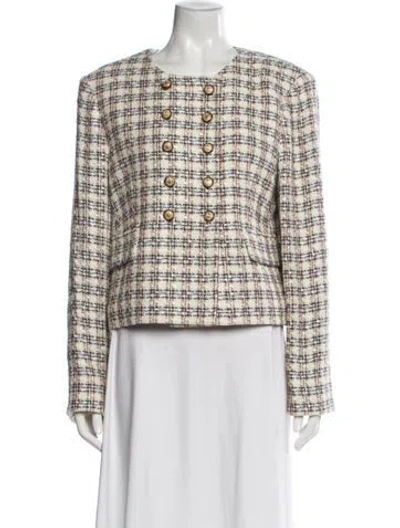 Pre-owned Veronica Beard Tweed Pattern Evening Jacket In Neutral