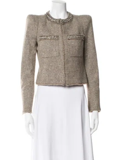 Pre-owned Veronica Beard Tweed Pattern Evening Jacket In Neutral