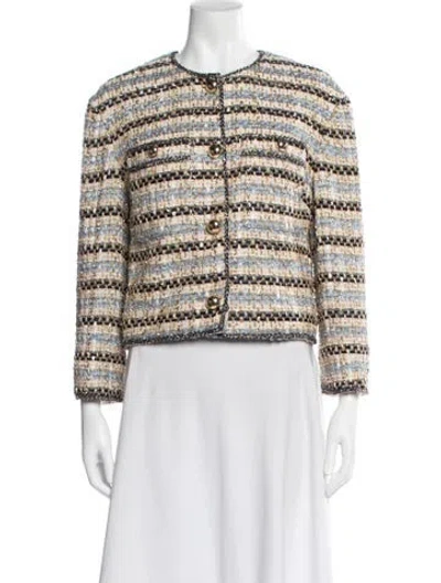 Pre-owned Veronica Beard Tweed Pattern Evening Jacket In Neutral