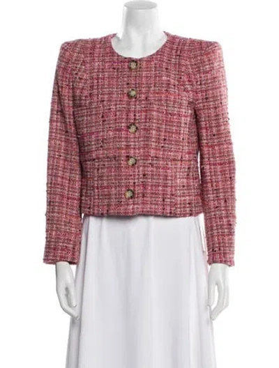 Pre-owned Veronica Beard Tweed Pattern Evening Jacket In Pink