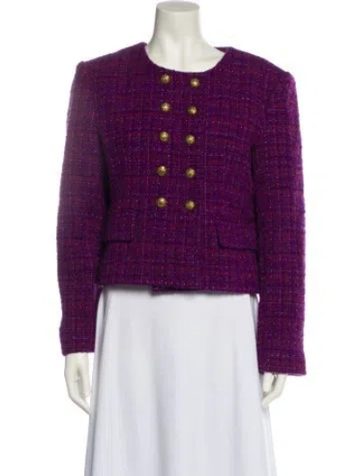 Pre-owned Veronica Beard Tweed Pattern Evening Jacket In Purple