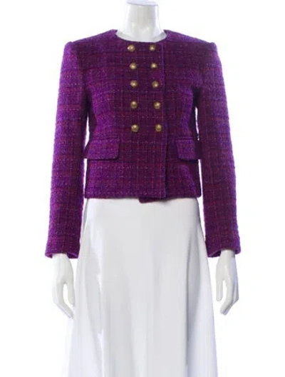 Pre-owned Veronica Beard Tweed Pattern Evening Jacket In Purple