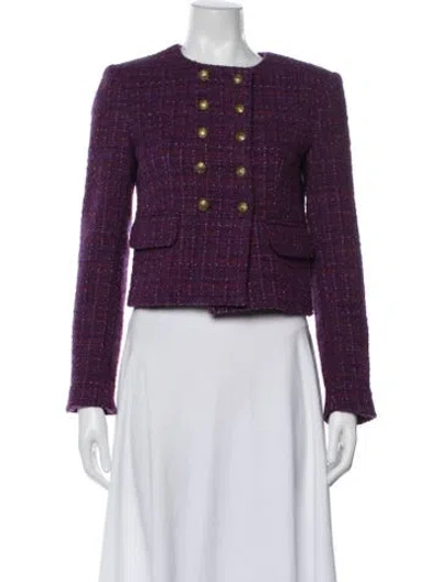 Pre-owned Veronica Beard Tweed Pattern Evening Jacket In Purple