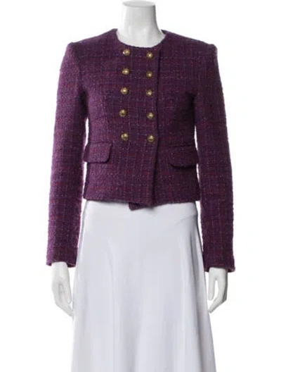 Pre-owned Veronica Beard Tweed Pattern Evening Jacket In Purple