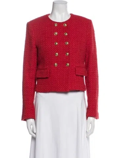 Pre-owned Veronica Beard Tweed Pattern Evening Jacket In Red