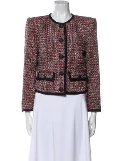 Pre-owned Veronica Beard Tweed Pattern Evening Jacket In Red