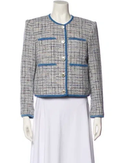 Pre-owned Veronica Beard Tweed Pattern Evening Jacket W/ Tags In Blue