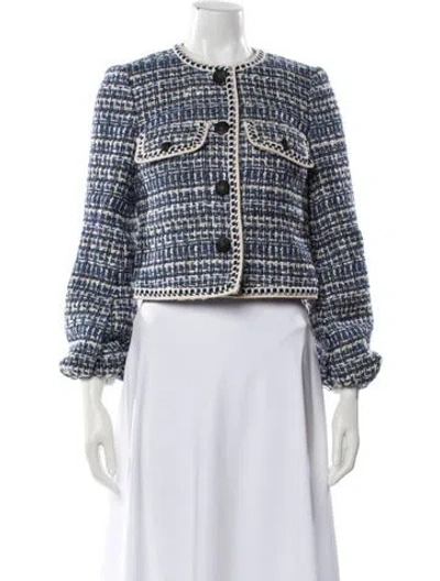 Pre-owned Veronica Beard Tweed Pattern Evening Jacket In White