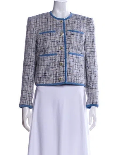 Pre-owned Veronica Beard Tweed Pattern Evening Jacket In White