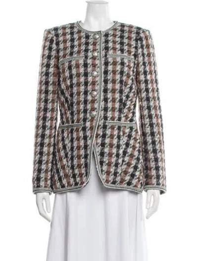 Pre-owned Veronica Beard Tweed Pattern Evening Jacket In White