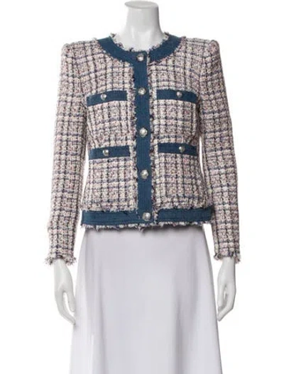 Pre-owned Veronica Beard Tweed Pattern Evening Jacket In White