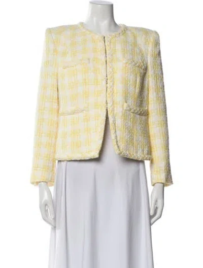 Pre-owned Veronica Beard Tweed Pattern Evening Jacket In Yellow