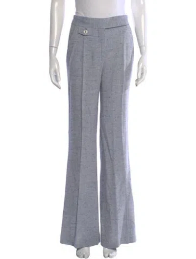 Pre-owned Veronica Beard Tweed Pattern Flared Pants In Blue