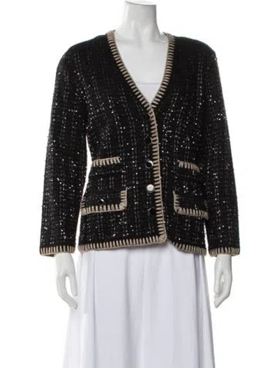 Pre-owned Veronica Beard Tweed Pattern Jacket In Black