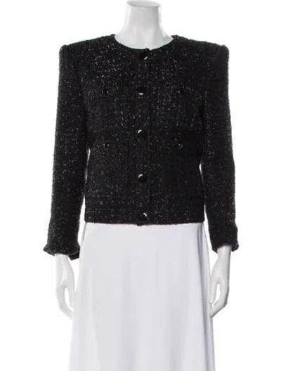 Pre-owned Veronica Beard Tweed Pattern Jacket In Black